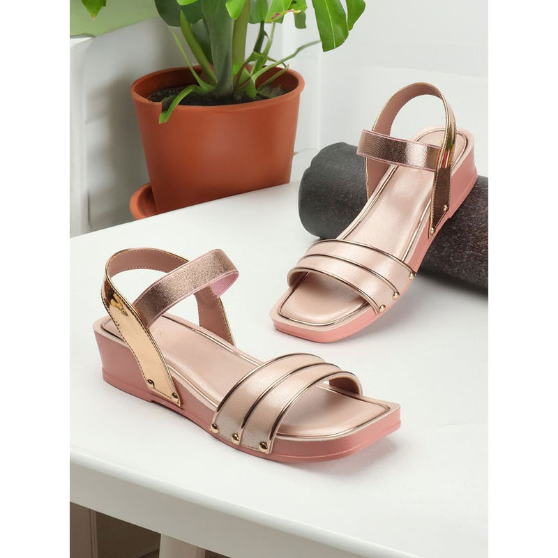 Iconics Womens Fashionable Solid Pink Color Backstrap Sandals (EURO 36)