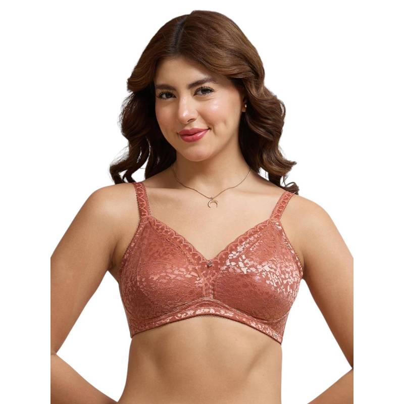 Amante Red Self Design Wireless Bra (34C)