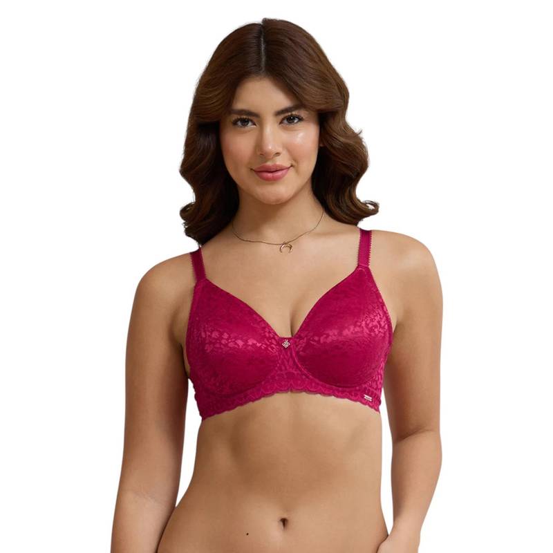 Amante Red Self Design Underwired Bra (34D)