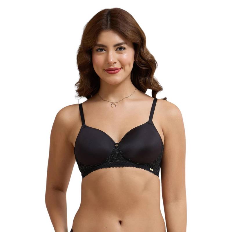 Amante Black Solid Wireless Bra (32B)