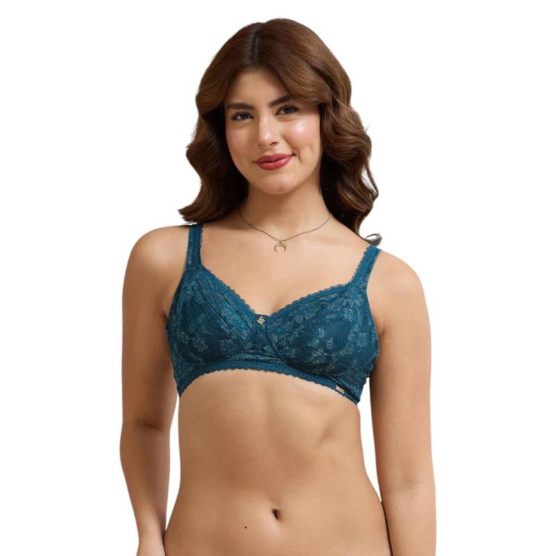 Amante Blue Self Design Wireless Bra (32D)