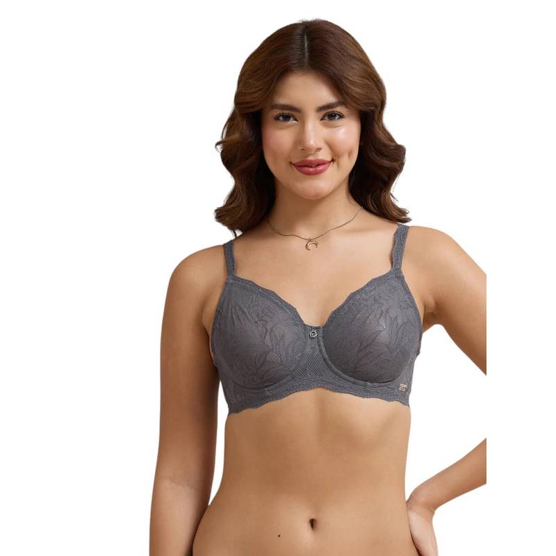 Amante Grey Self Design Underwired Bra (34D)