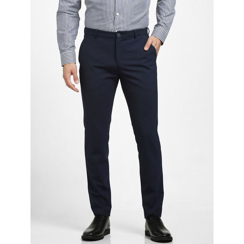 Selected Navy Blue Mid Rise Formal Suit-Set Trousers -50