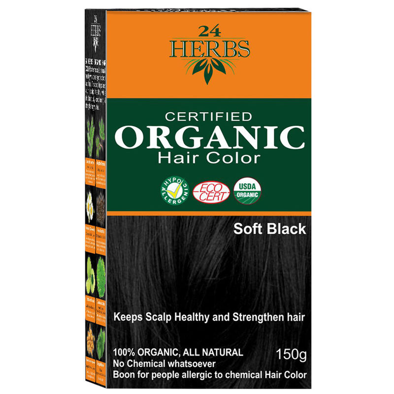 Indus Valley 24 Herbs Certified Organic Hair Color - Soft Black