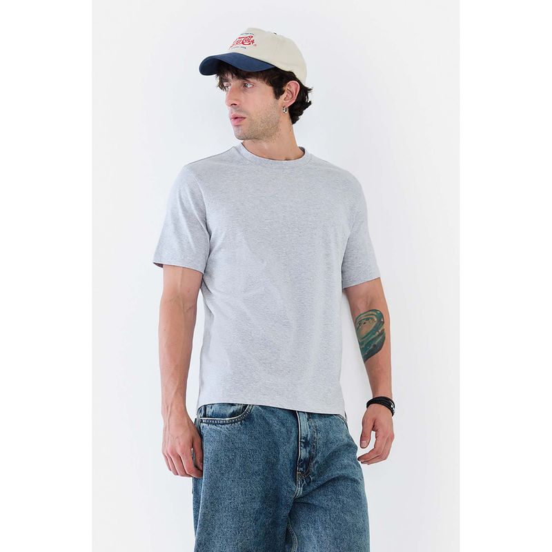 Snitch Grey Solid Regular Fit T-Shirt (S)