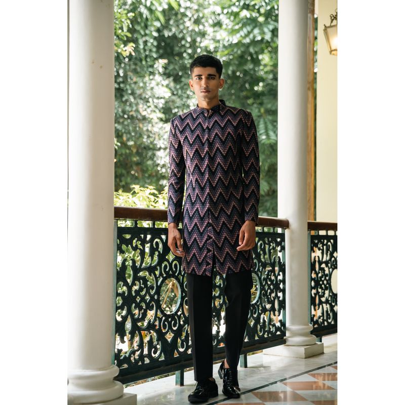 TAJIRI Valiant Multicolor Sherwani with Pant (36)