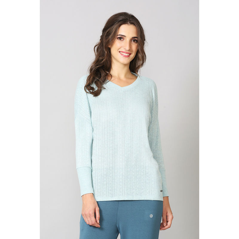 Van Heusen Women V-Neck & Full Sleeve Lounge T-Shirt - Blue (S)