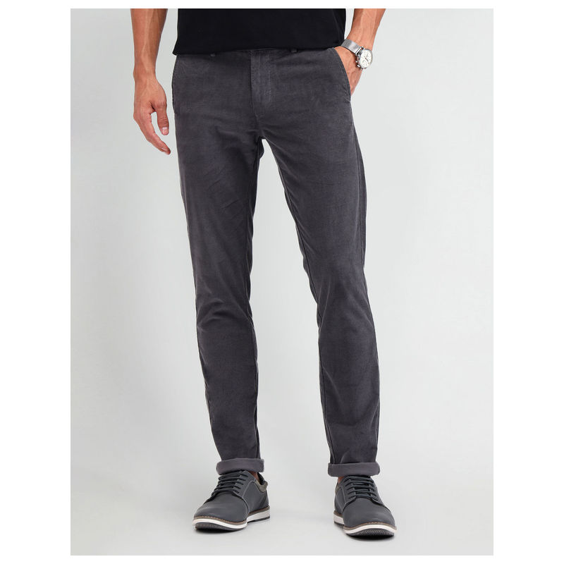 Arrow Sports Slim Fit Corduroy Trousers Grey (30)