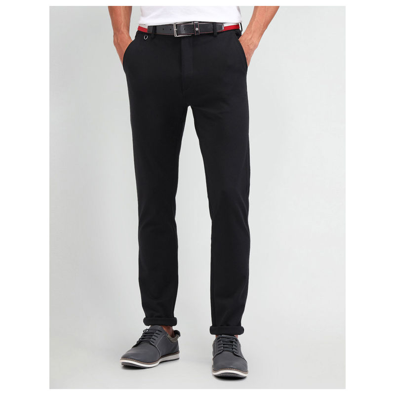 Arrow Sports Slim Fit Twill Trousers Black (40)