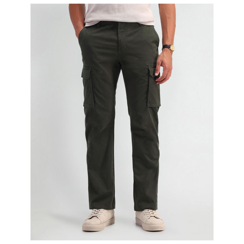 U.S. Polo Assn. Denim Co. Solid Green Cotton Cargos Olive (36)