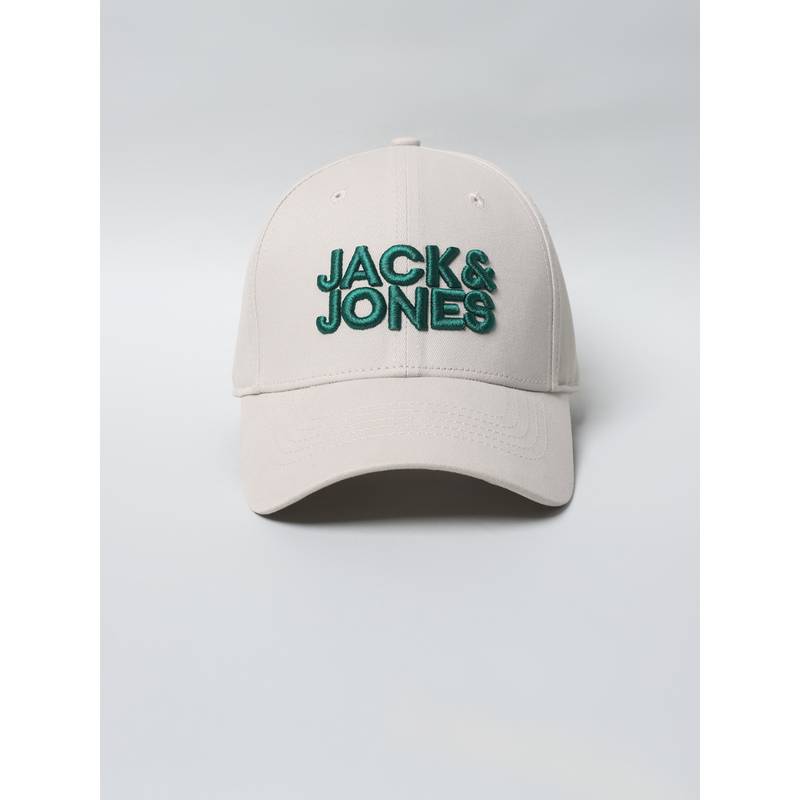 Jack & Jones Beige Embroidered Logo Baseball Cap