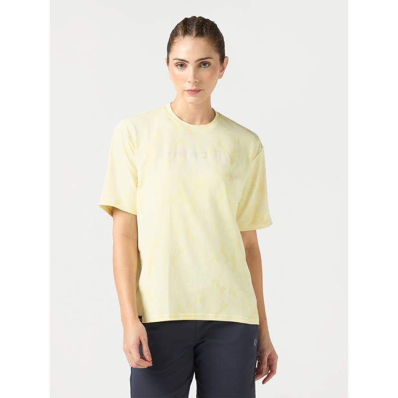 Technosport Yellow Women Jacquard Boxy Fit Sports T-Shirt (XL)