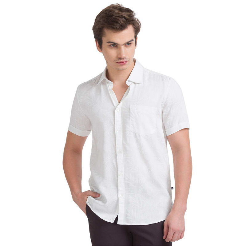 Parx Men Printed White Shirt (38)