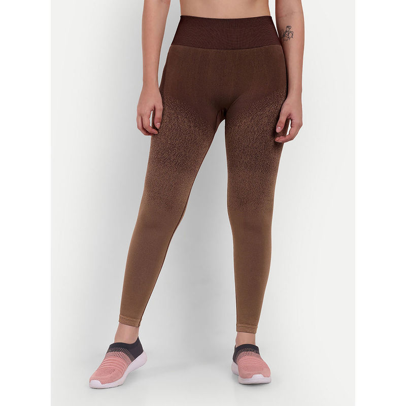 Heka Seamless Wicks Sweat & Dries Quick Training Brown Tights (S)