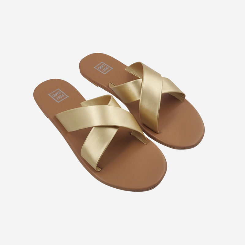 Post Card Daisy - Light Gold Flats Sandals - EURO 36