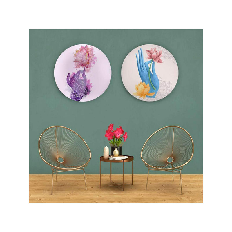 The Artment Lively Lotus And Colors Canvas Matte Finish Set Of 2 Multi (Medium)