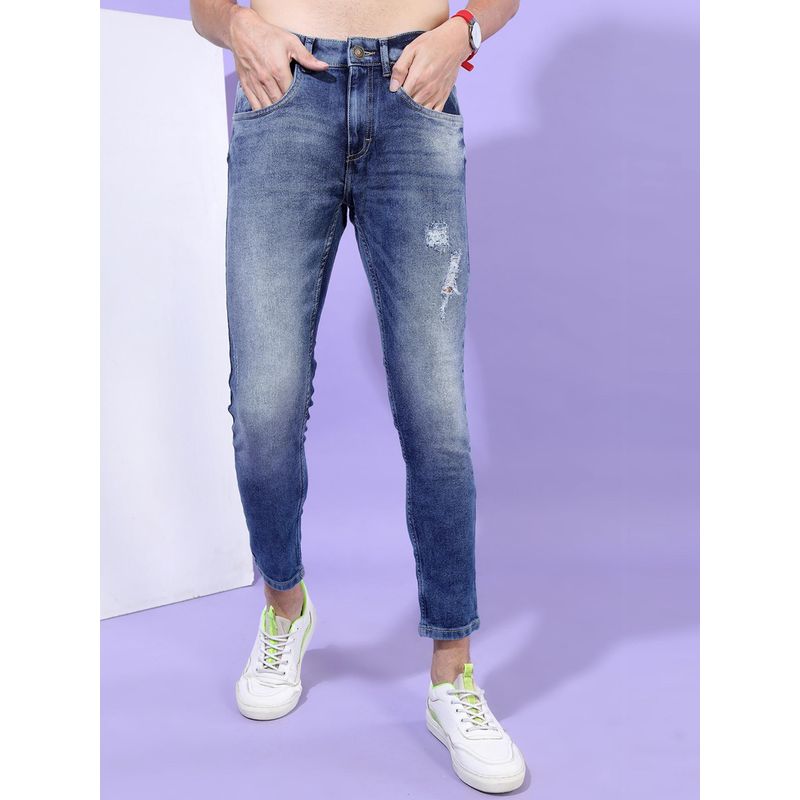 HIGHLANDER Men Blue Solid Mildly Distressed Heavy Fade Jeans (30)