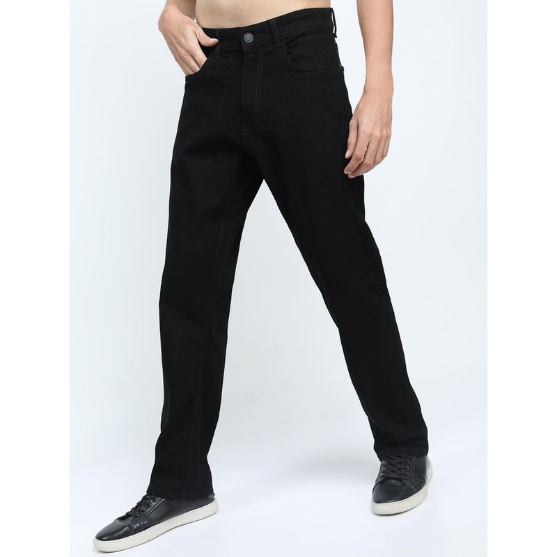 HIGHLANDER Men Black Straight Fit Stretchable Jeans (34)