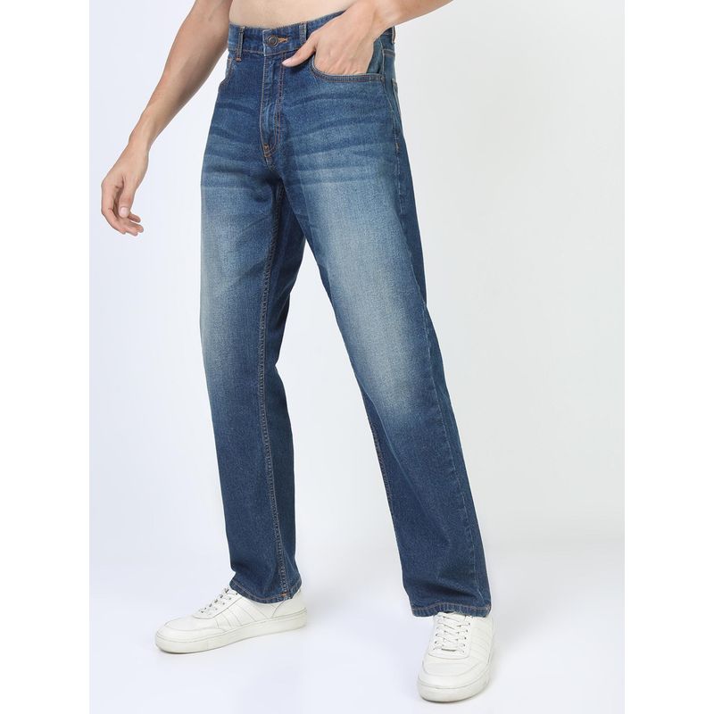 HIGHLANDER Men Blue Straight Fit Light Fade Stretchable Jeans (30)