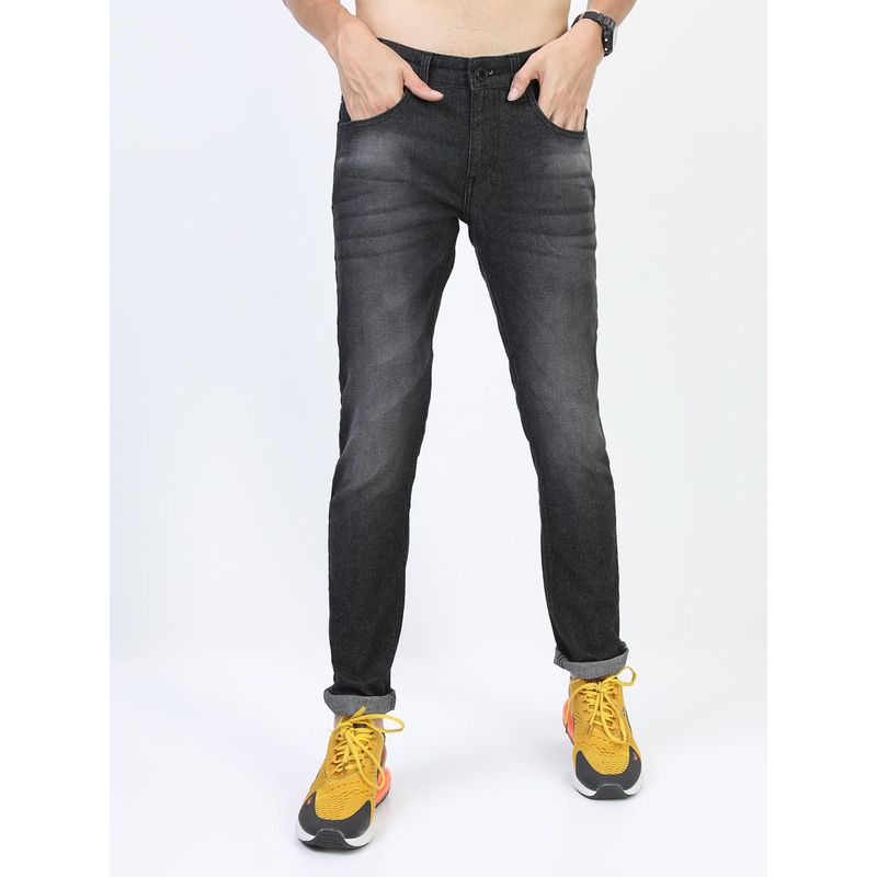 HIGHLANDER Men Black Solid Light Fade Stretchable Jeans (30)