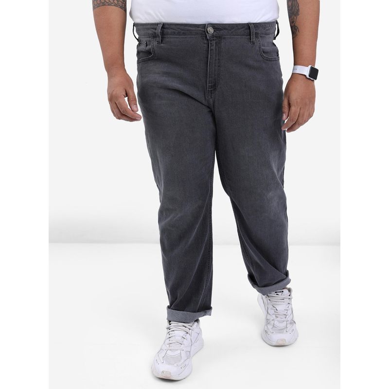 HIGHLANDER Plus Size Men Mid-Rise Solid Light Fade Stretchable Jeans (46)