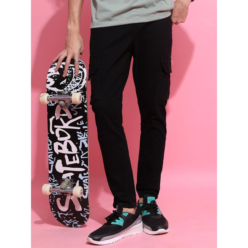 HIGHLANDER Men Black Solid Cargo Jeans (36)