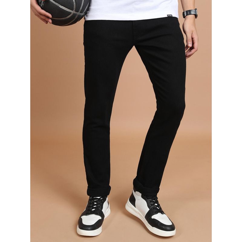 HIGHLANDER Men Black Skinny Fit Mid Rise Light Fade Stretchable Jeans (30)