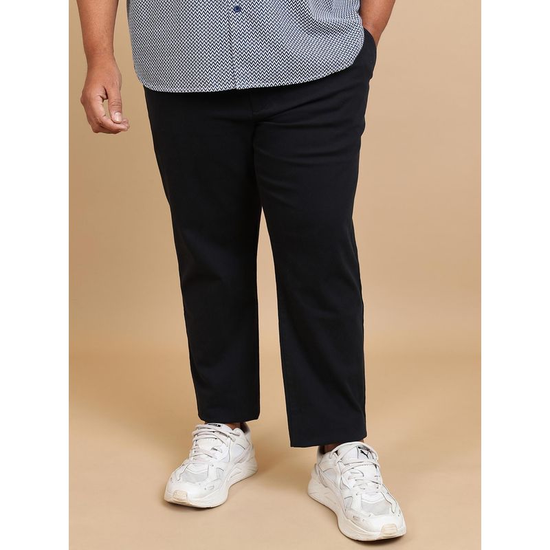 HIGHLANDER Plus Size Men Navy Blue Mid-Rise Trouser (42)