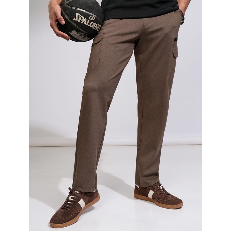 HIGHLANDER Men Relaxed Fit Cut Sew Cargo Pocket Knitted Trackpant (28)