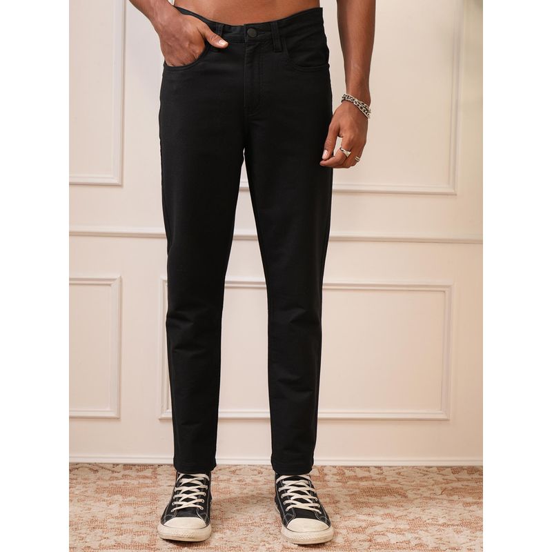 LOCOMOTIVE Men Black Mid-Rise Solid Ankle Length Trouser (30)