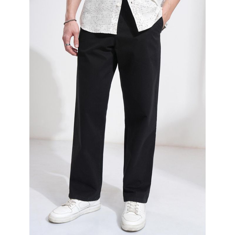 LOCOMOTIVE Men Black Cotton Solid Carpenter Fit Trouser (36)