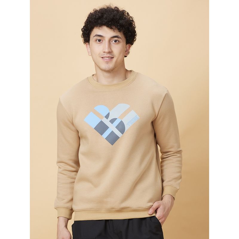 Being Human Mens Beige Graphic Sweatshirt (S)