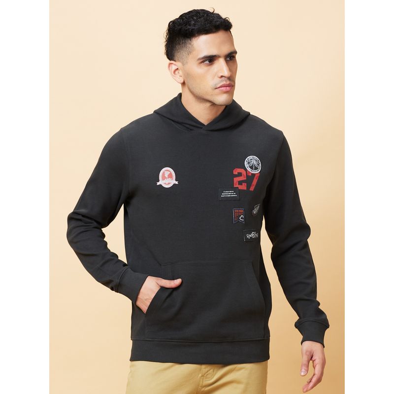 Being Human Mens Charcoal Graphic Print Hoodie (2XL)