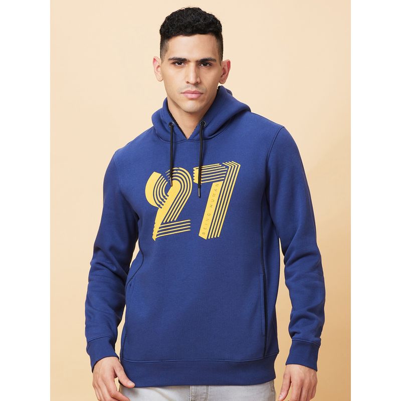 Being Human Mens Blue Graphic Hoodie (2XL)