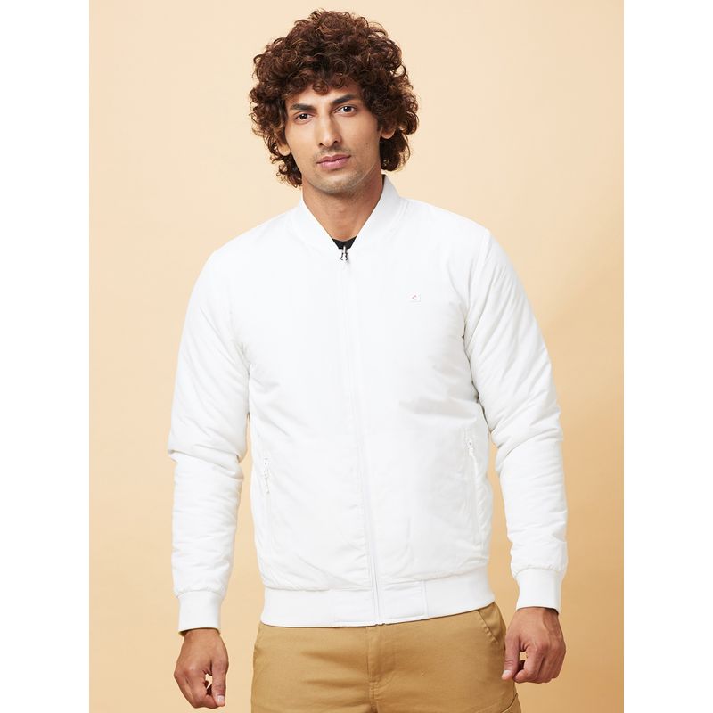 Being Human Mens White Solid Jacket (M)