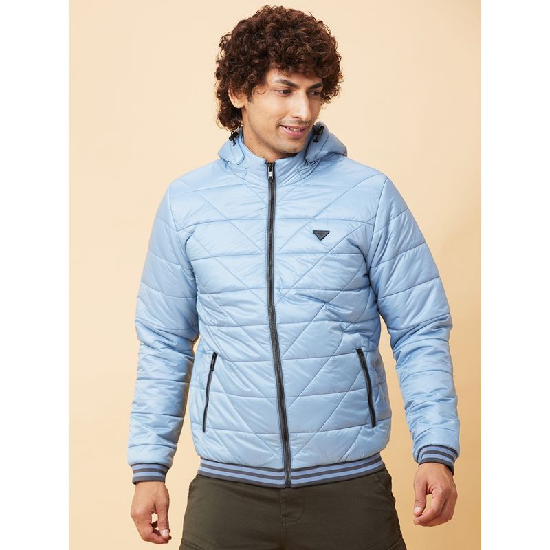Being Human Mens Blue Solid Jacket (M)