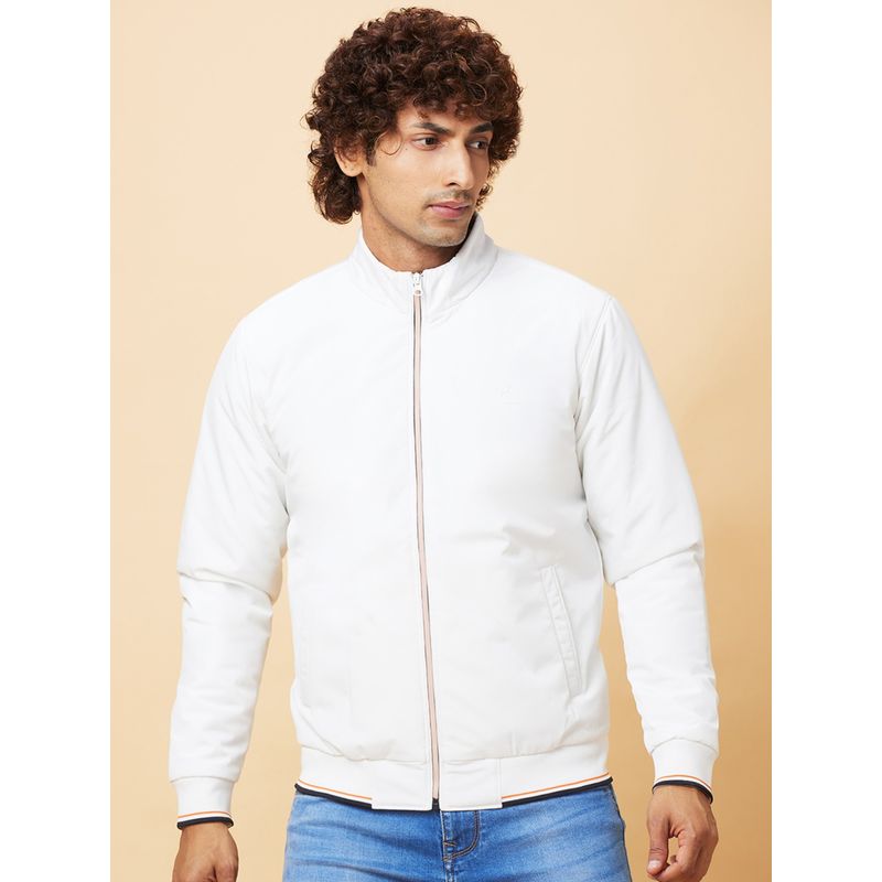 Being Human Mens White Solid Jacket (L)