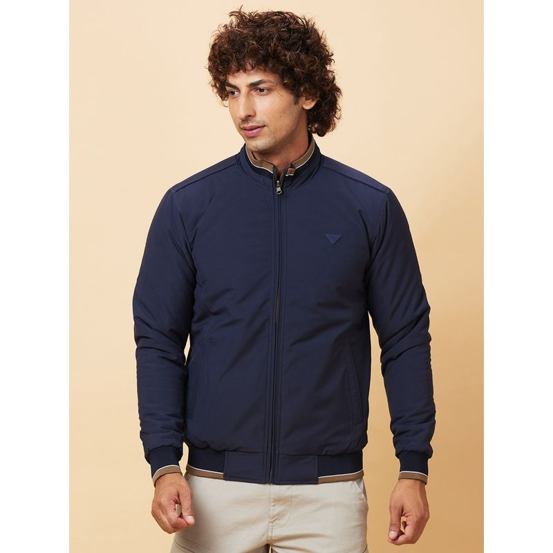 Being Human Mens Navy Blue Solid Jacket (2XL)