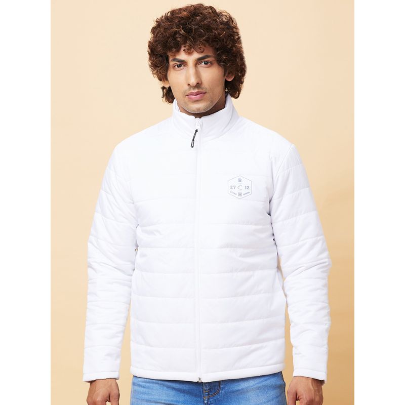 Being Human Mens White Puffer Full Sleeves Jacket (3XL)