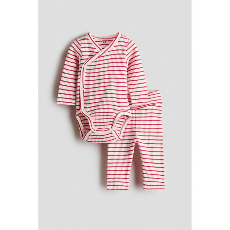 H&M Girls Multi-Color 2-Piece Bodysuit And Leggings Set (Newborn)