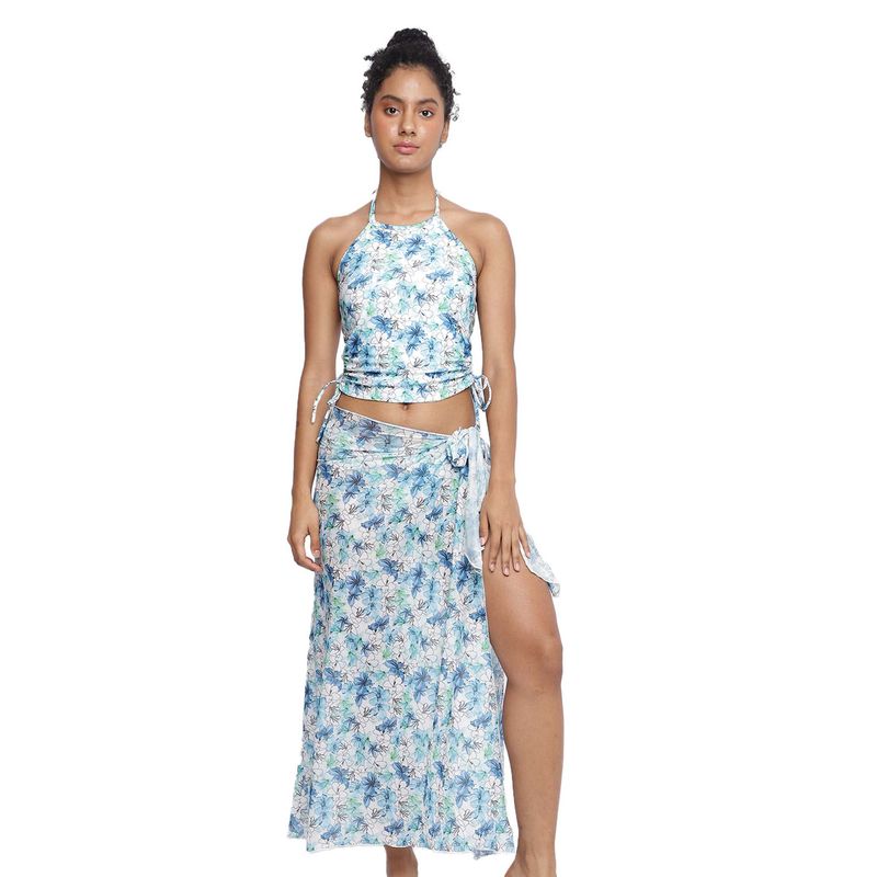 La Intimo Chetlat Halter Tankini Bikini Top With Panty With Coverup (XS)