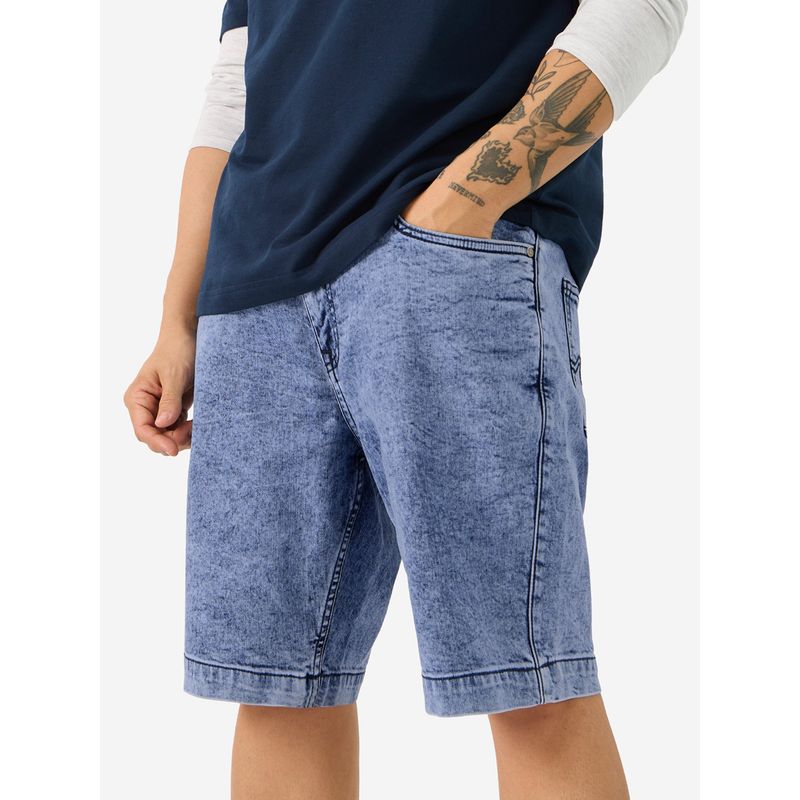 The Souled Store Denim Blue Cloud Men Regular Fit Cotton Shorts (30)
