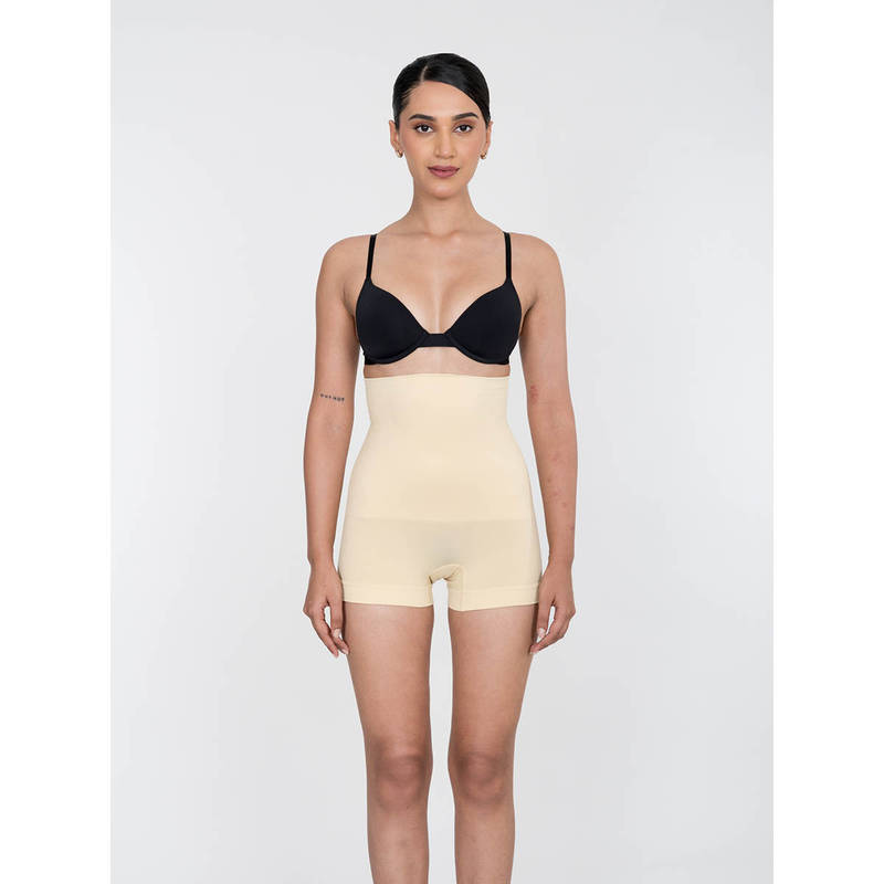 Shapercult High Waist Shaper BoyShorts -Beige (M)