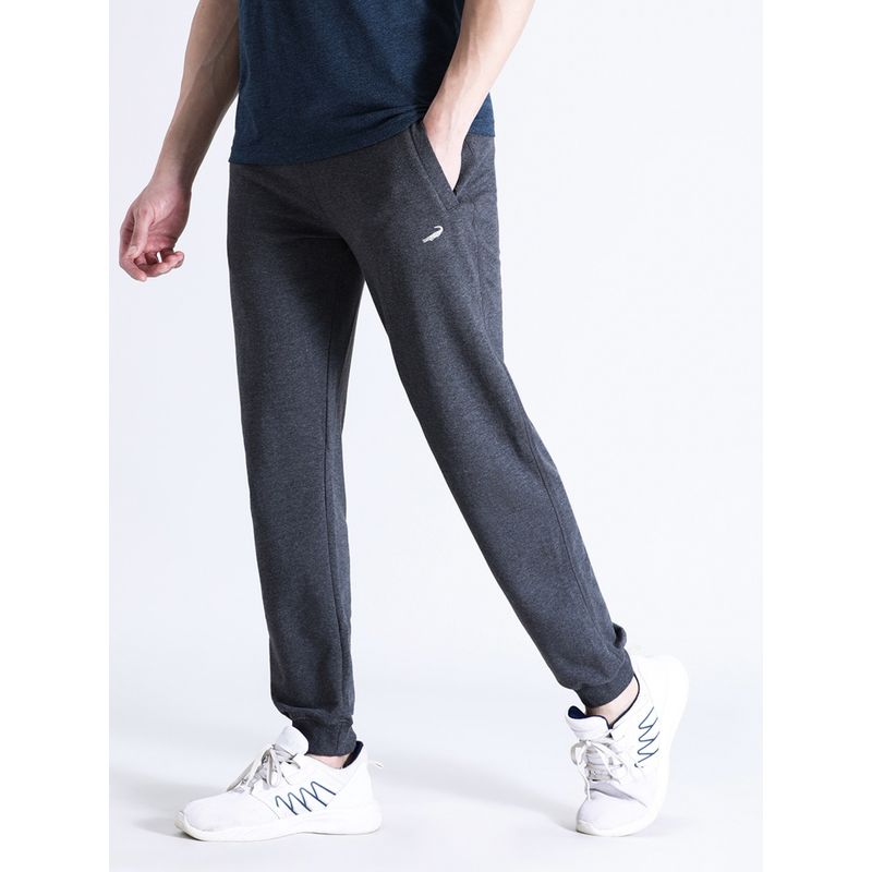 Crocodile Men Solid Classic Fit Charcoal Grey Joggers (M)