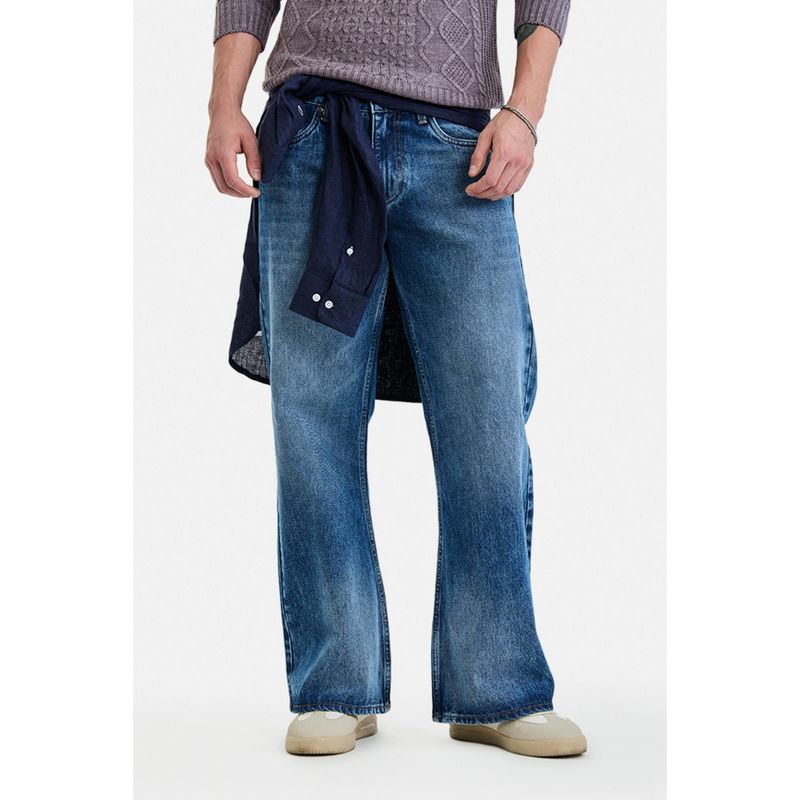 Snitch Blue Denim Flared Casual Jeans for Men (30)