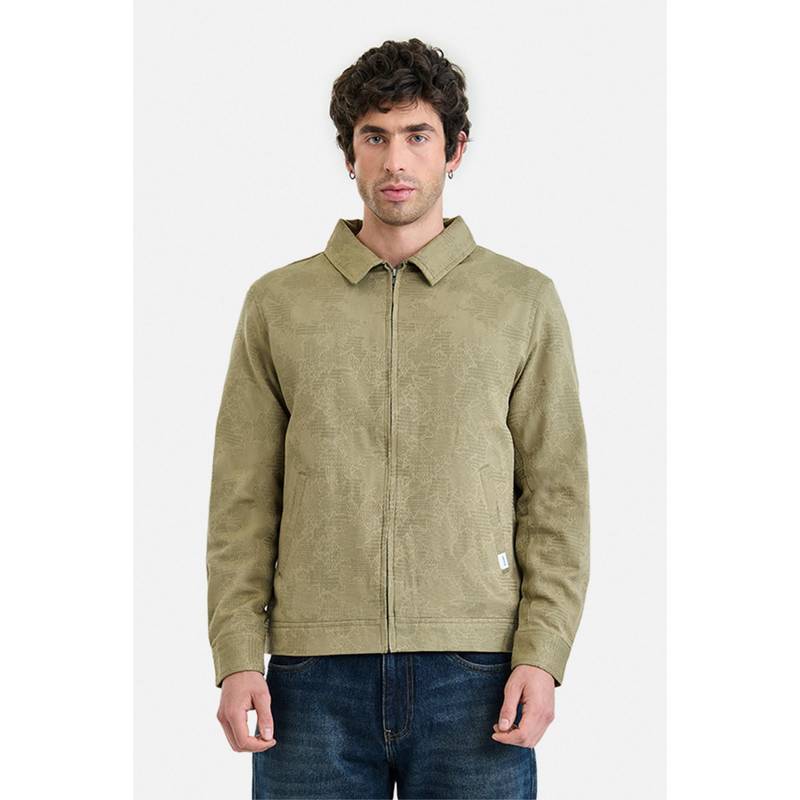 Snitch Green Embroidered Full Sleeves Regular Casual Jacket for Men - Image 1
