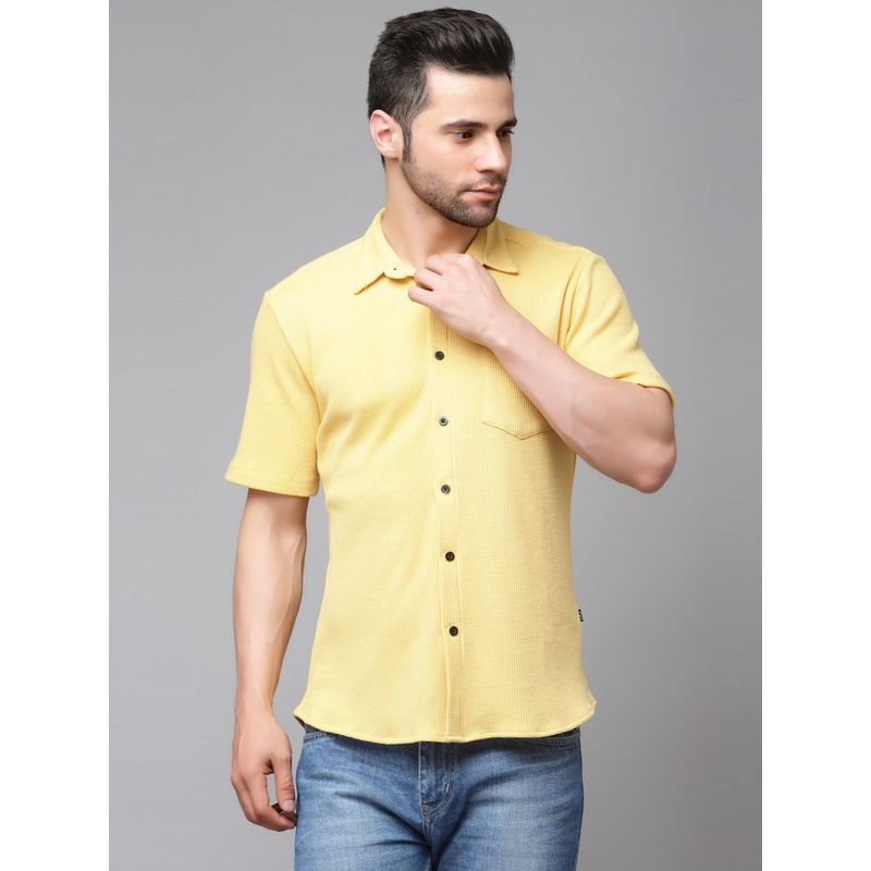 RIGO Men Yellow Waffle Knit Shirt (S)
