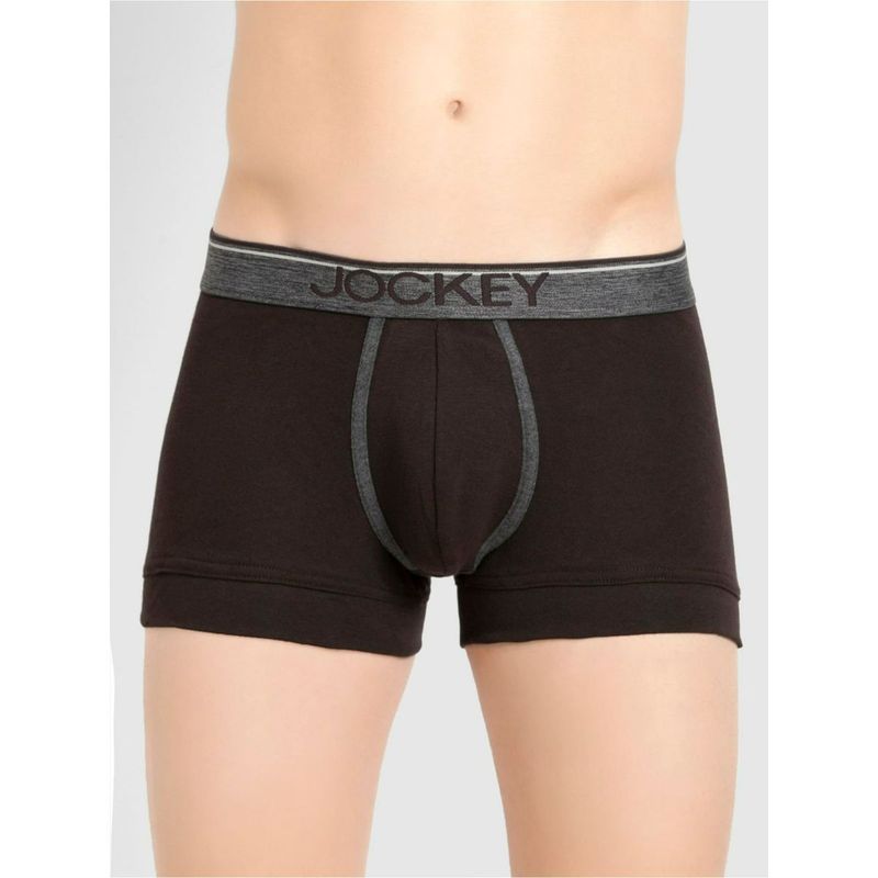 Jockey 8015 Men Super Combed Cotton Rib Solid Trunk - Brown (XL)
