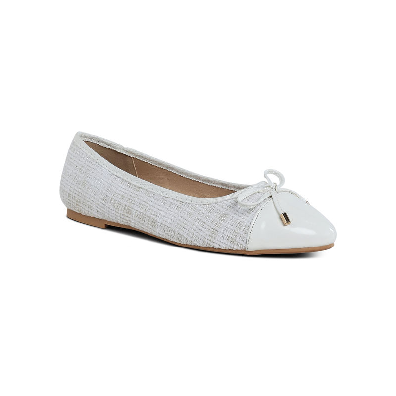 London Rag Off White Plaid Tweed Ballet Flats (UK 4)