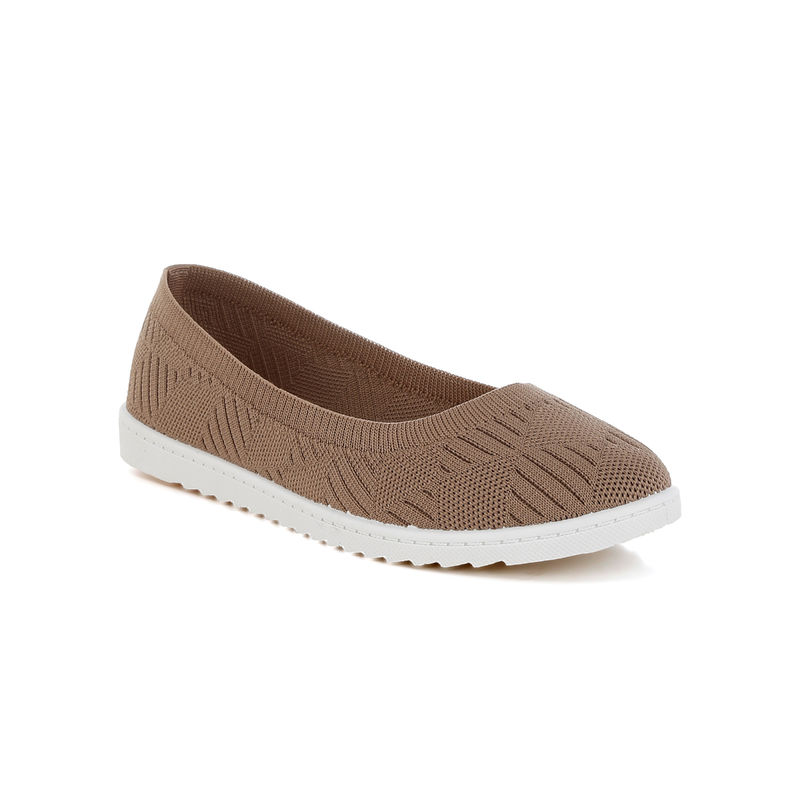 London Rag Taupe Knitted Flat Ballet Flats (UK 5)